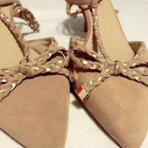 Kate Spade Nude Suede Kitten 2 1/2 inch Heels  size 8